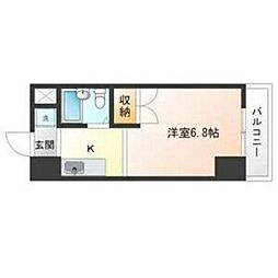 グランディール・フナダ 3階1Kの間取り