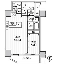 ジェノヴィア南千住スカイガーデン 1LDKの間取図画像