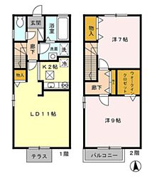 グラシア1 2LDKの間取図画像