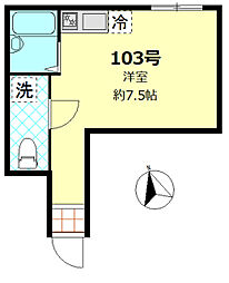 ジョポック仲六郷 ワンルームの間取図画像