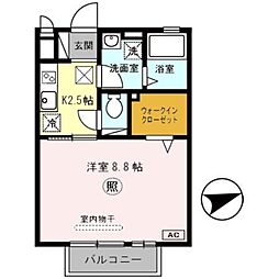 リヴェールアビタシオン 1Kの間取図画像