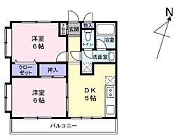 ハイグレース用賀 2DKの間取図画像