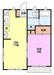 コーポ瑞 1LDKの間取図画像