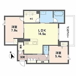 ルチード 三国ヶ丘 2LDKの間取図画像