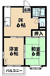 メゾン藤沢 2DKの間取図画像