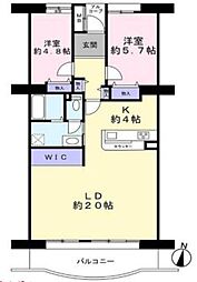 プラザシティ相模大野5号棟 2LDKの間取図画像