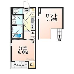 ハーモニーテラス深草僧坊町 1Kの間取図画像