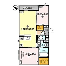 パサログランデ大美野 2LDKの間取図画像