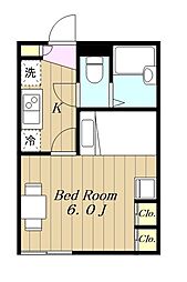 レオパレスグリーンベール 1Kの間取図画像