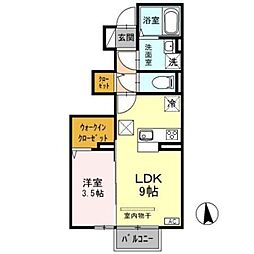 ルピナB 1LDKの間取図画像