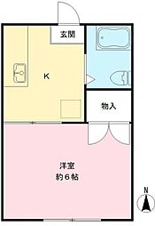 あかねハイツ 1Kの間取図画像