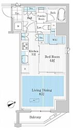 パークアクシス浅草橋2 2階1LDKの間取り