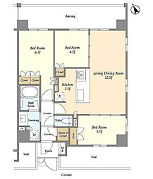 サムティレジデンス藤が丘 3LDKの間取図画像