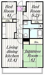 相鉄いずみ野線 二俣川駅 徒歩12分の賃貸マンション 3階3LDKの間取り