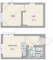 カパルアガーデン鶴見市場 ワンルームの間取図画像