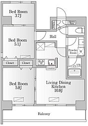 NTPRレジデンス芝浦三丁目 3LDKの間取図画像