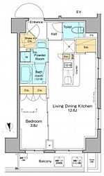 プラウドフラット浅草 4階1LDKの間取り