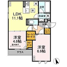 D'Bless 狛江 2LDKの間取図画像