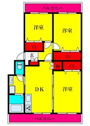 プロミネント馬橋 3DKの間取図画像