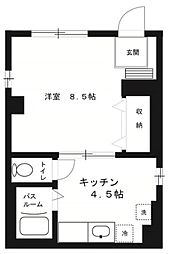 リバティーハウス 1Kの間取図画像
