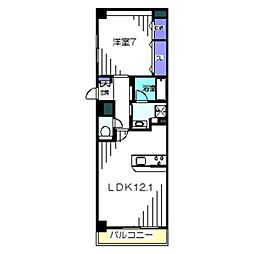 ディアコート新発田 1LDKの間取図画像