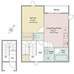 kukkula kuriya 1LDKの間取図画像