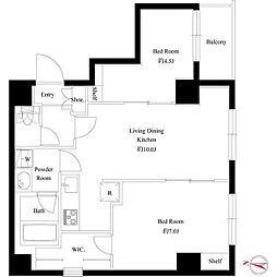 ライブカーサ両国北斎通り 7階2LDKの間取り