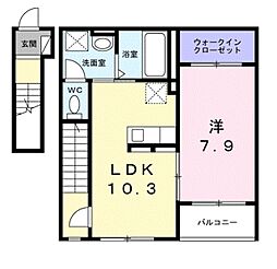 ヴィラ デ オーブV1 1LDKの間取図画像