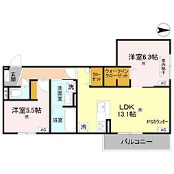 グラン ソフィア 2LDKの間取図画像