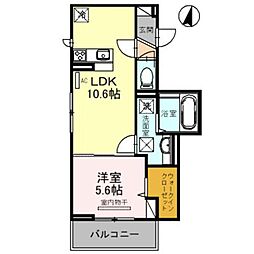 フェリーチェヴェント 1LDKの間取図画像