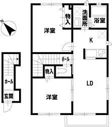グランボヌール 2LDKの間取図画像