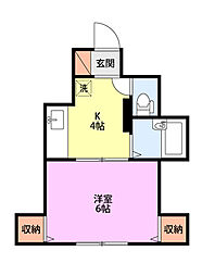 コーポKEN 1Kの間取図画像