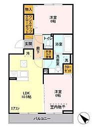 プレジール 2LDKの間取図画像
