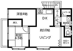 山田アパート 2LDKの間取図画像
