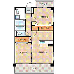 ソレアド・サワラ 2LDKの間取図画像