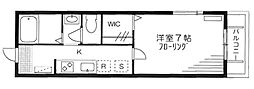 リヴィエール 1Kの間取図画像