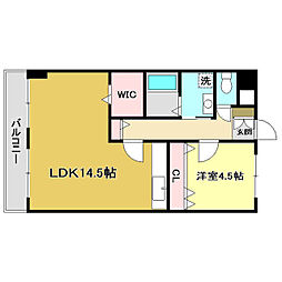 コーポリバーサイド 1LDKの間取図画像