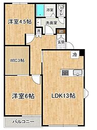 グロースボーネンA棟 2LDKの間取図画像