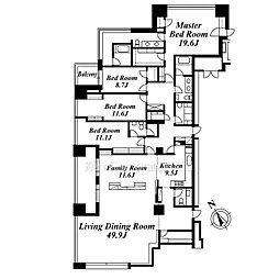 六本木ヒルズレジデンスC棟 4SLDKの間取図画像
