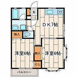 サンビーム 2DKの間取図画像