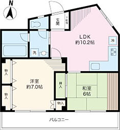 アベニューK 2LDKの間取図画像