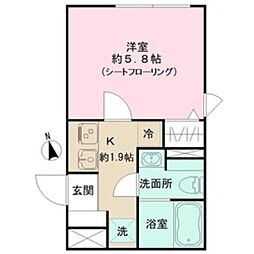 MAISONDEGRUE 1Kの間取図画像