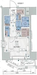 エステムコート亀戸TOKYOEAST 1Kの間取図画像