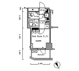 パークアクシス新板橋イースト 4階1Kの間取り