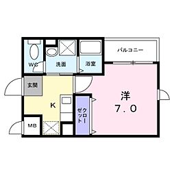 ヴァンベェール27 1Kの間取図画像