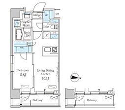 パークアクシス東高円寺 1LDKの間取図画像