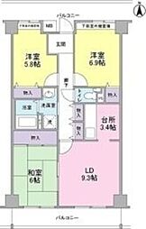 フェリーチェ尼崎 3LDKの間取図画像