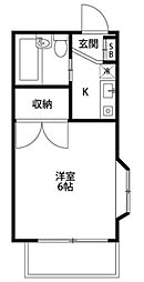 ハイツ花 1Kの間取図画像