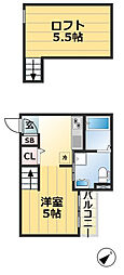 CUBE 1Kの間取図画像