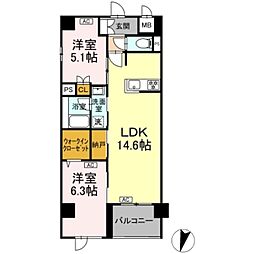 ロイジェント豊島園 2LDKの間取図画像
